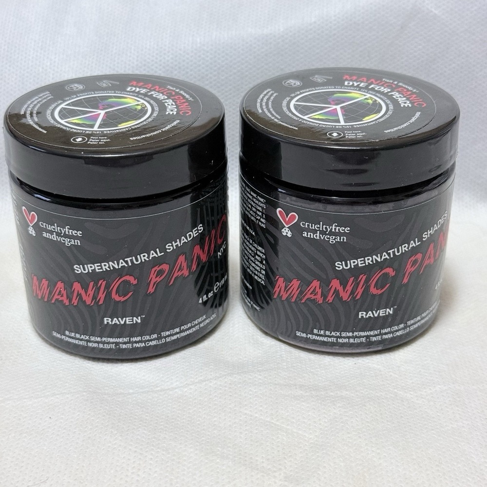 Lot Of 2 Manic‎ Panic Raven Vegan Semi Permanent Hair Dye Color 4 Oz